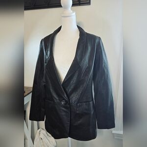 Jodi Arnold Black Leather Blazer Women's Size 4